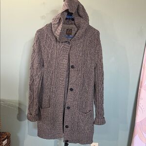 Overland Knit Hooded Button-Up Cardigan Sweater - Taupe Gray